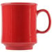 A red GET Diamond Harvest cranberry mug with a handle.