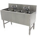 Advance Tabco PRB-19-44C 4 Compartment Prestige Series Underbar Sink with (2) Splash Mount Faucets - 20" x 48" Main Thumbnail 1