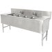 Advance Tabco PRB-24-74C 4 Compartment Prestige Series Underbar Sink with (2) 18" Drainboards and (2) Deck Mount Faucets - 25" x 84" Main Thumbnail 1