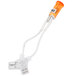A white and orange indicator light bulb with a cable.