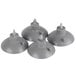 Four grey plastic base plates with screws for Choice Prep French fry cutters.