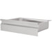 A white rectangular stainless steel drawer with a handle.