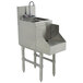 A stainless steel Advance Tabco blender station with sink and faucet.