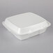 Dart 90HTPF1R 9" x 9" x 3" Perforated White Foam Square Take Out Container with Hinged Lid - 200/Case Main Thumbnail 2
