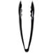 A pair of black plastic tongs with a curved handle.