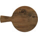 An Elite Global Solutions 9" round faux driftwood serving board with handle.