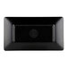 A black rectangular Elite Global Solutions melamine plate with a circle on it.