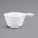 A white melamine bowl with a handle.