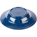 A close-up of a blue Elite Global Solutions Durango melamine bowl with a round lid.
