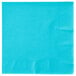 A blue rectangular Creative Converting Bermuda Blue beverage napkin.