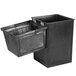 A black rectangular Continental King Kan waste receptacle with an open lid.