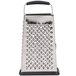 A Tablecraft stainless steel box grater with a black handle.