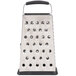 A Tablecraft stainless steel box grater with soft grip handles.