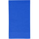 A blue napkin with a white border.