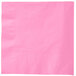 A pink paper napkin with a white border.