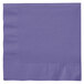 A purple Creative Converting luncheon napkin on a white surface.