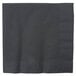 A black Creative Converting 2-ply luncheon napkin with a folded edge.