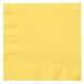 A yellow rectangular napkin with a white folded edge.