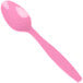 A Creative Converting Candy Pink heavy weight plastic spoon.