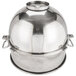 A silver stainless steel Vollrath 60 qt. bowl with two handles and a lid.