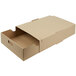 A brown cardboard box with a lid open on a white background.