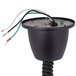A black round food warmer with wires.