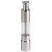 An American Metalcraft stainless steel pepper and salt mill with a clear glass tube inside a metal cylinder.