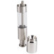 An American Metalcraft stainless steel pepper/salt mill with a clear tube inside.