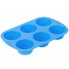 Wilton 191002778 Easy-Flex Blue Silicone 6 Compartment Muffin / Dessert Mold Main Thumbnail 2