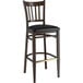 Lancaster Table & Seating Spartan Series Bar Height Metal Slat Back Chair with Walnut Wood Grain Finish and Black Vinyl Seat Main Thumbnail 3