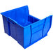 A blue Metro stack bin with no lid.