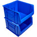 Two blue Metro stack bins with handles.