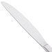 An Arcoroc stainless steel dinner knife with a white handle.