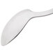 An Arcoroc stainless steel dinner spoon with a curved handle.