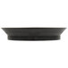 A black round deli server bowl with a white background.