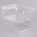 A clear plastic rectangular tray cover with a center hinge.