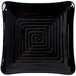 A black square GET Milano melamine plate with a spiral pattern.