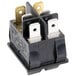 A white Avantco lighted on / off rocker switch with black and silver terminals.