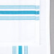 A white cloth napkin with blue and white stripes.