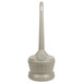 A beige metal Commercial Zone Smokers' Outpost cigarette receptacle with a long handle.