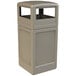 A beige rectangular Commercial Zone trash can with a dome lid.