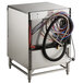 A Hobart stainless steel glass washer machine with hoses and wires.