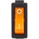 An Avantco on/off rocker switch with black and orange buttons.