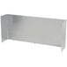 A white metal rectangular wind guard for a Party Que rotisserie grill.