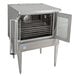 A stainless steel Blodgett convection oven with a door open.