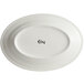 Choice 10 3/8" x 7 1/8" Ivory (American White) Wide Rim Rolled Edge Oval Stoneware Platter - 6/Pack Main Thumbnail 4