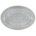 A gray oval melamine platter with a white rim.