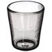 A clear Carlisle Tritan plastic double rocks glass with a small rim on a white background.