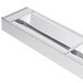 A silver rectangular APW Wyott Calrod strip warmer with a metal handle.
