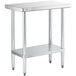 A Regency stainless steel work table with an undershelf and galvanized legs.
